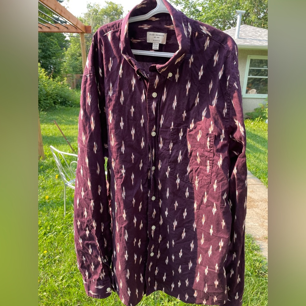 🌵 Western Club Monaco US L Slim Fit Button Down Long Sleeved Fitted Bottom Hem